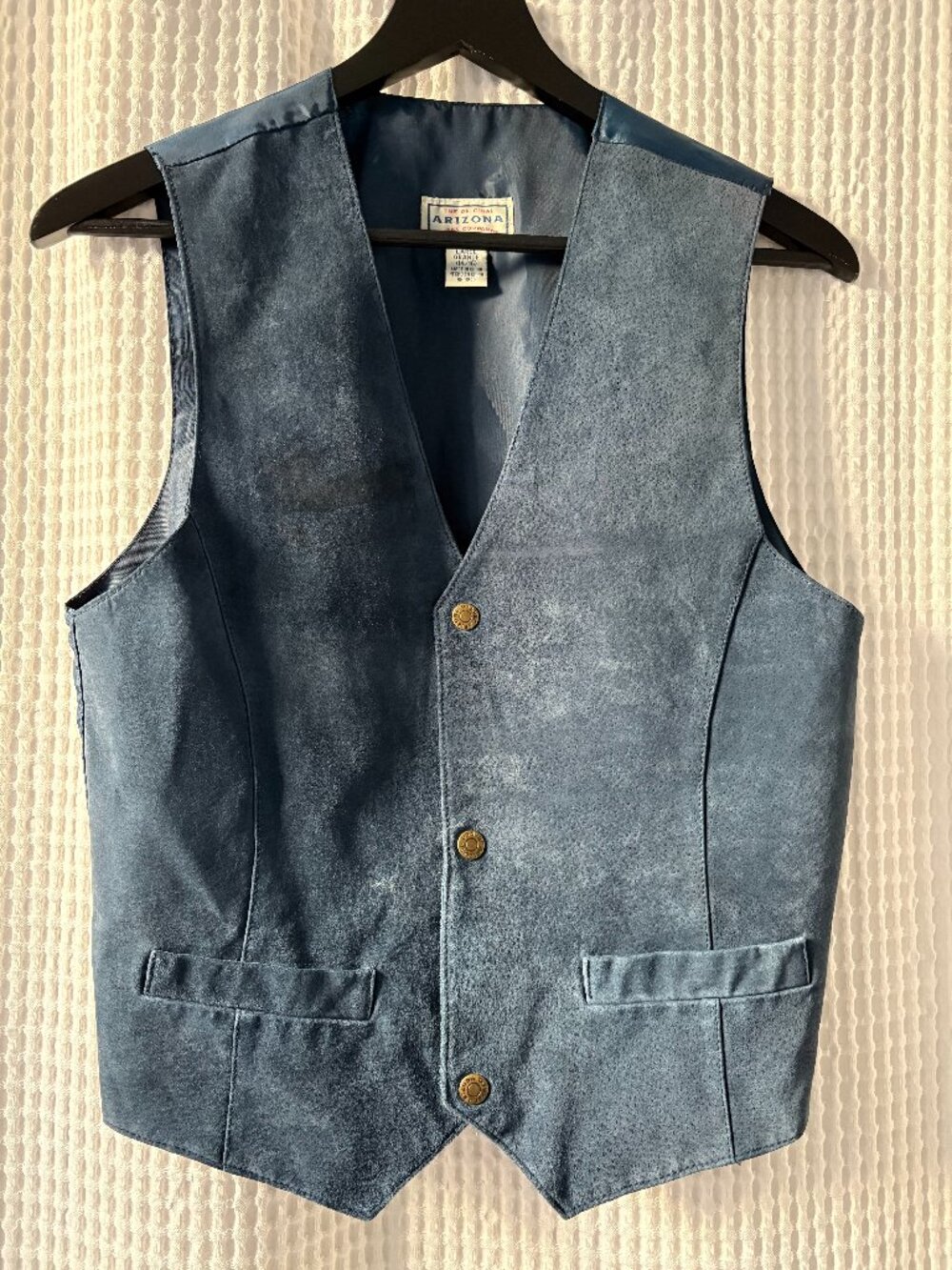 Vintage Arizona Jean Company blue suede western casual vest boy's large (14–16)